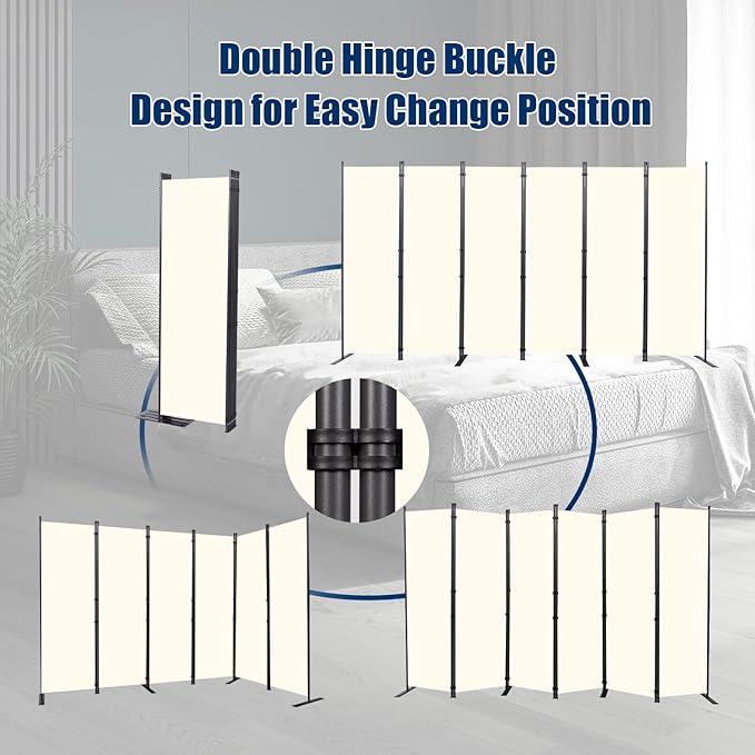 Room Divider 6FT Portable Room Dividers and Folding Privacy Screens, 6 Panel