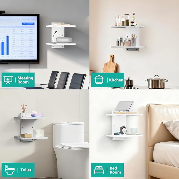 WALI Floating TV Shelf, 2 Tier Projector Shelf