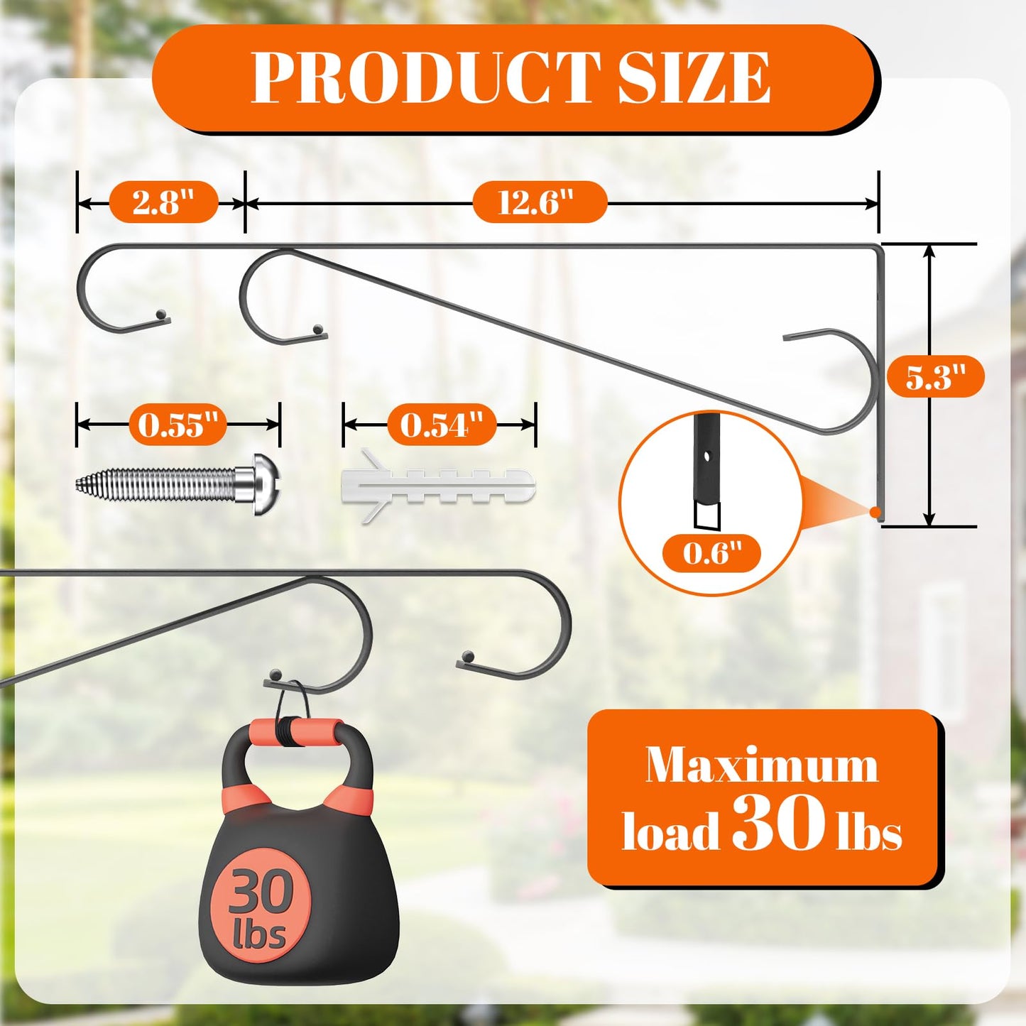 Hystun Plant Hangers Outdoor (2 Pack-15.5 Inch Black) Plant Hooks Heavy Duty Iron Plant Hanger Hook for Wall, Hanging Plant Bracket for Planters, Bird Feeders, Lanterns, Wind Chimes, Outdoor
