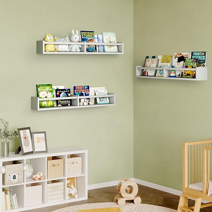 Fixwal Nursery Bookshelves, 32in Floating Bookshelves