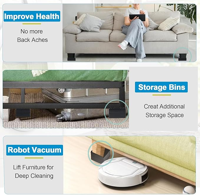 Bed Risers 1 inch, 2 inch, 3 inch, 4 inch Heavy Duty, Adjustable Furniture Riser