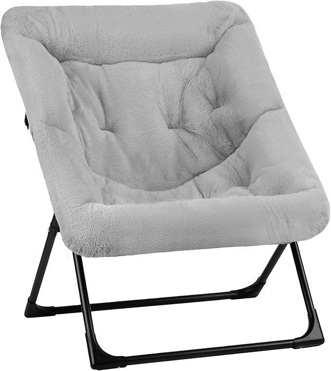 Comfy Saucer Chair for Adults, Soft Faux Fur Bedroom Chair, Accent Dorm Chairs