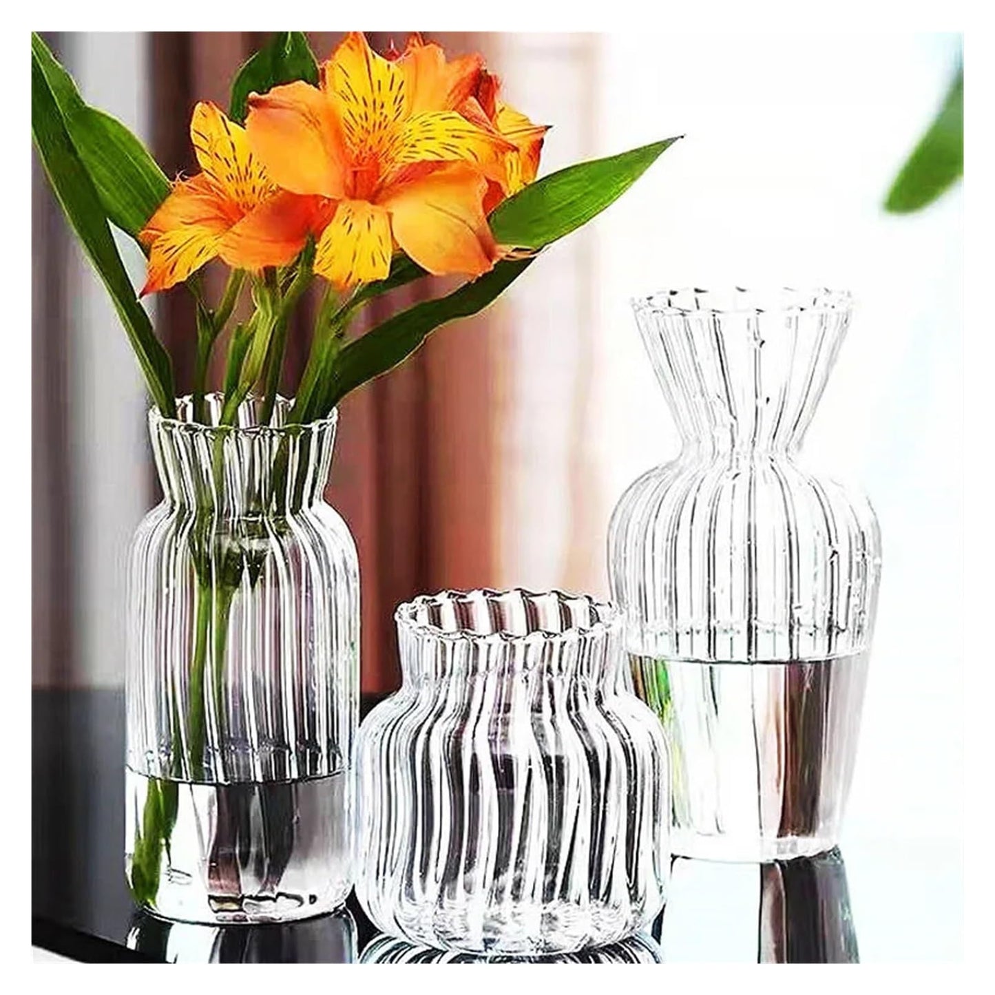 Transparent Hydroponic Vases Container Bottle Plant Arrangement Glass Table Creative Terrarium Flower Pot(4.8X15X7.2CM)