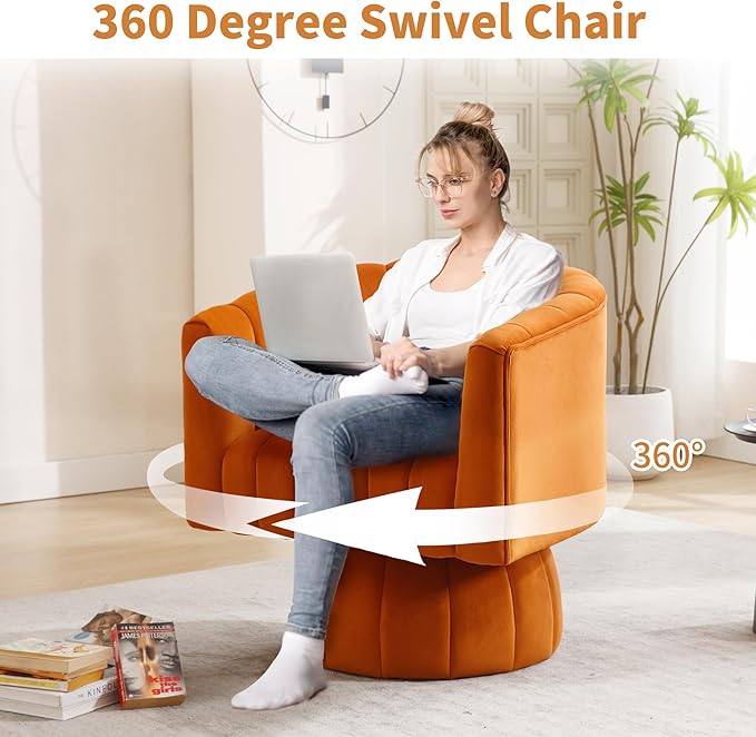 Swivel Accent Barrel Chair Set of 2- Cute Comfy Small Round 360° Arm Chair