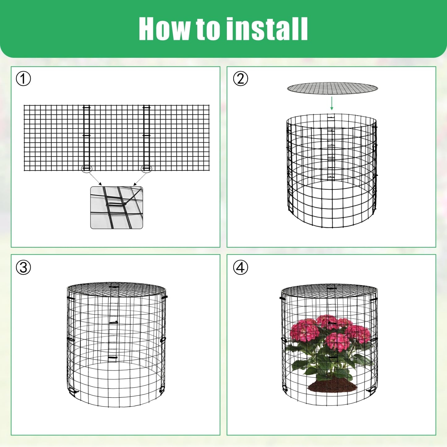 6 Pack Plant Protectors from Animals with Cover, 18PCS 12.6"x11.8" Metal Wire Mesh Cage with Stakes Garden Protection for Rabbits, Chicken, Duck Bunny Barricades for Vegetables, Seedlings and Flower