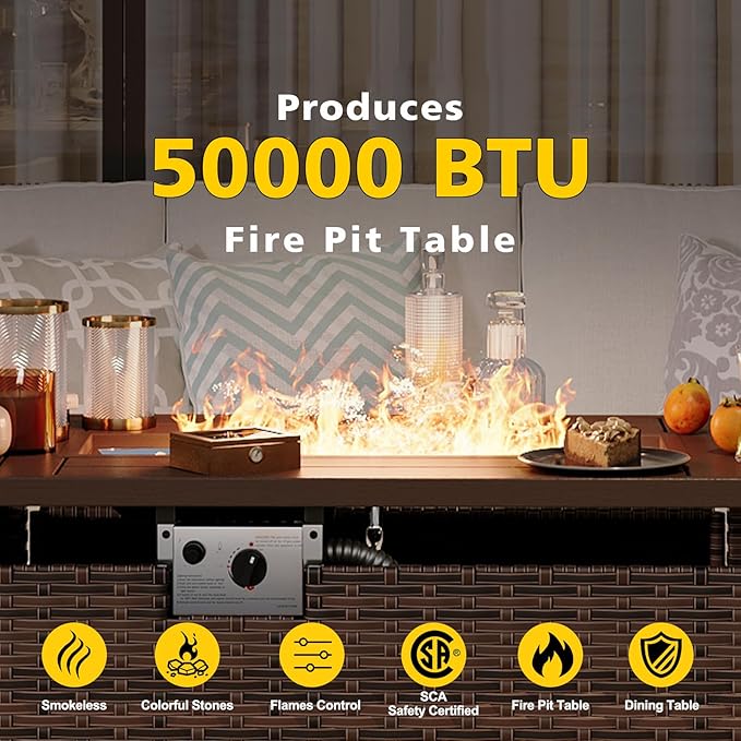 Aoxun Patio Furniture Set with Fire Pit Table, 12 Piece Outdoor Sectional Sofas