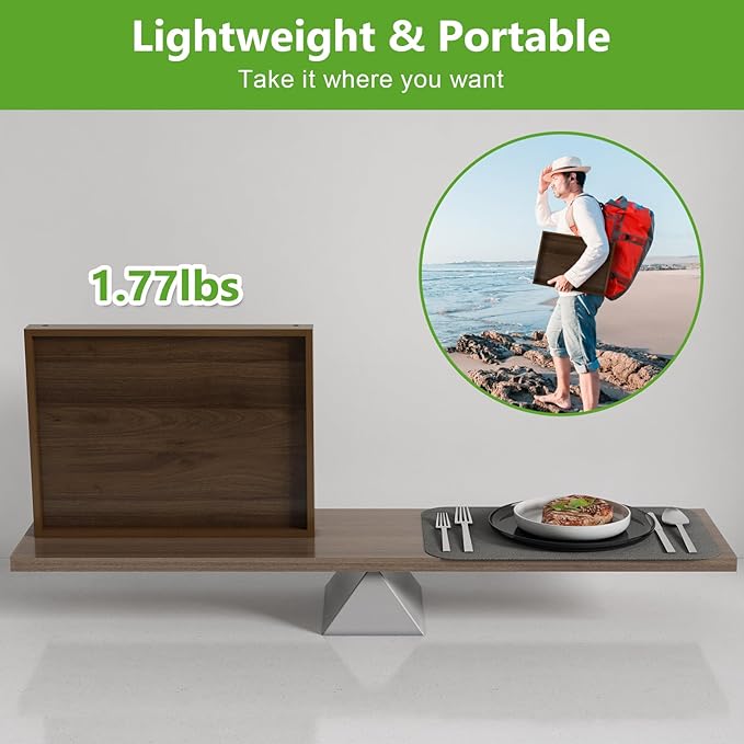Artmeer Bed Tray Table with Folding Legs, Bamboo Breakfast in Bed