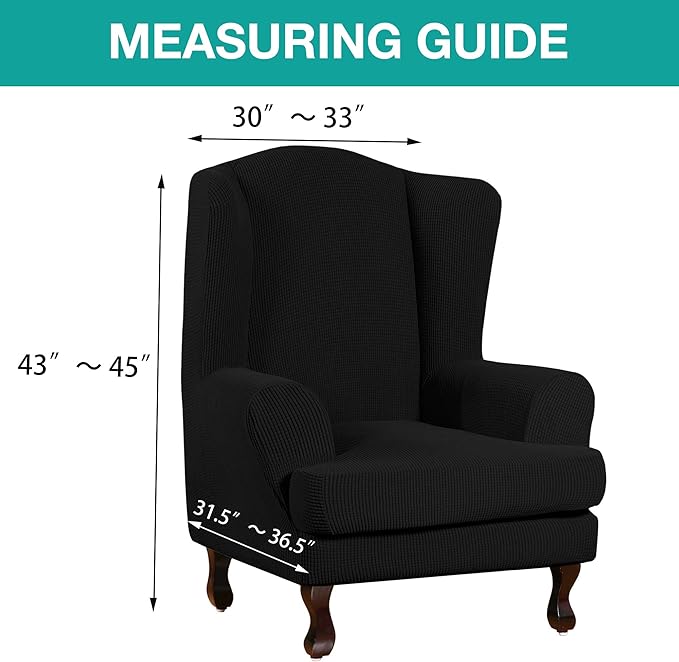 Turquoize Wingback Chair Covers 2 Piece Wing Chair Slipcover Stretch Slipcovers