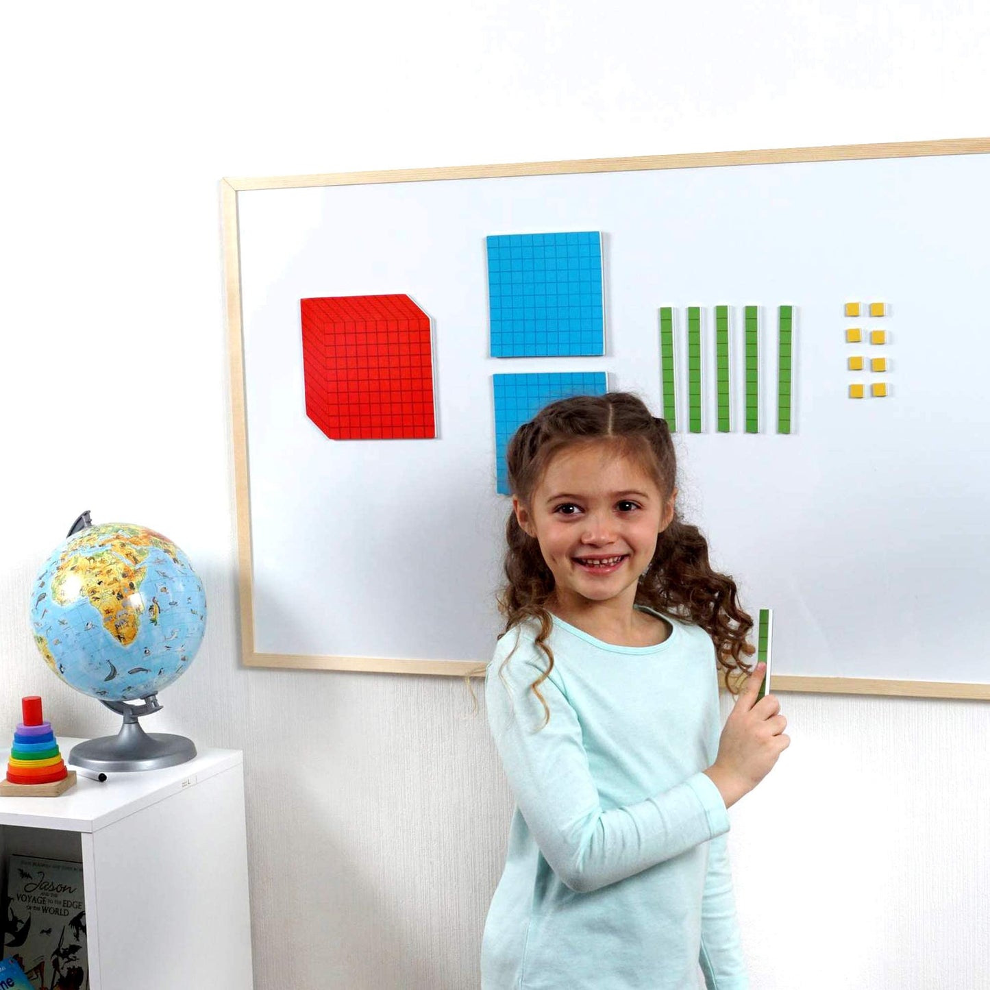 Simply Magic 29 PCS Display Magnetic Place Value Set & 131 PCS Jumbo Colorful Magnetic Base Ten Blocks for Math