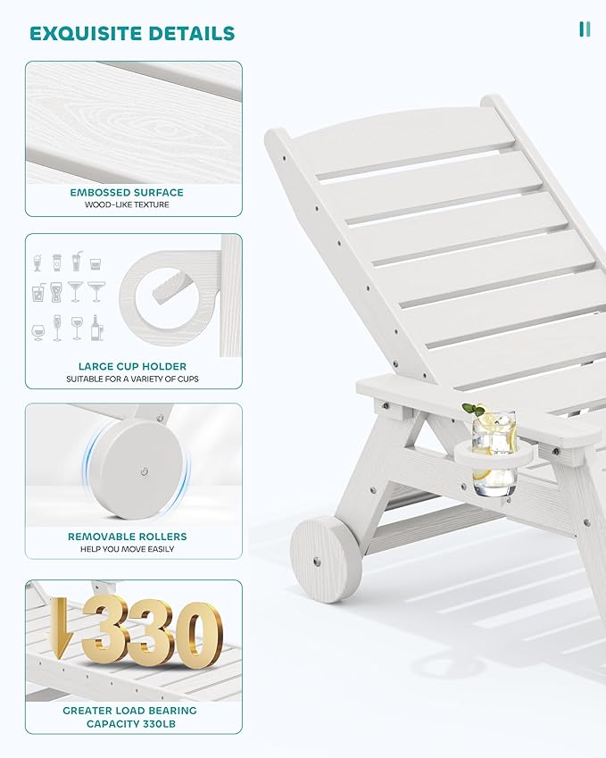 SERWALL Patio Chaise Lounge Chair Set of 2