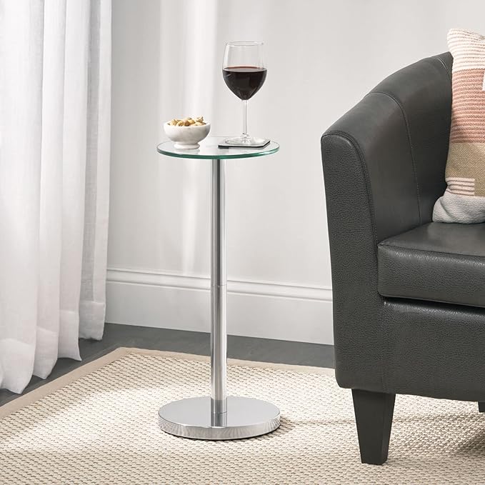 mDesign Side Table — Glass Top Nightstand