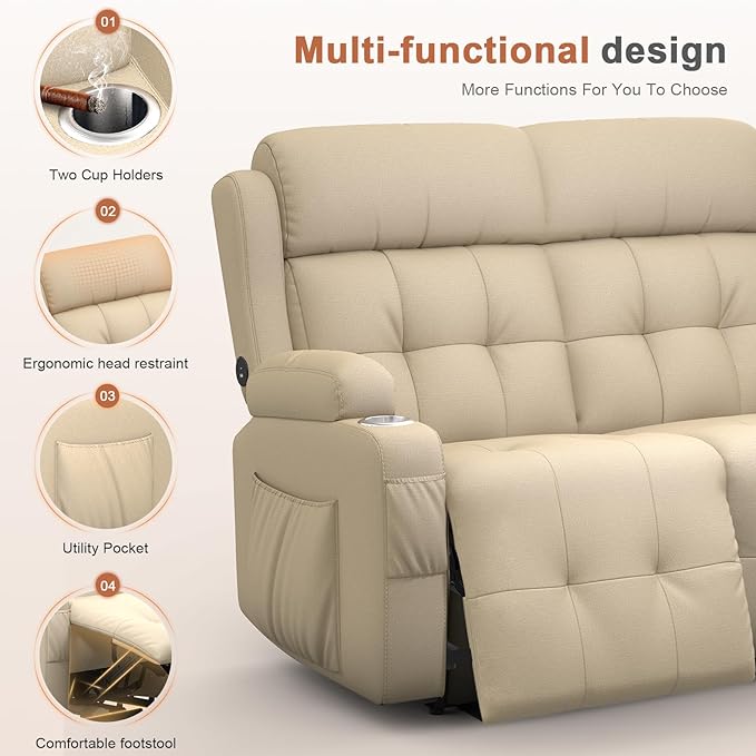 Home Theater Seating Loveseat Recliner Sofa, Wall-Hugger Reclining Couch