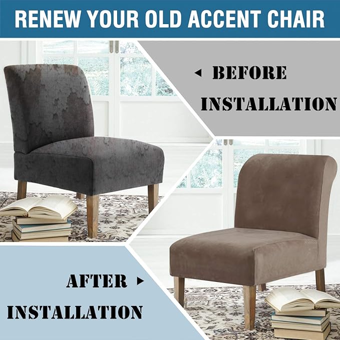 H.VERSAILTEX Armless Accent Chair Covers Thick Velvet Armless Chair Slipcovers
