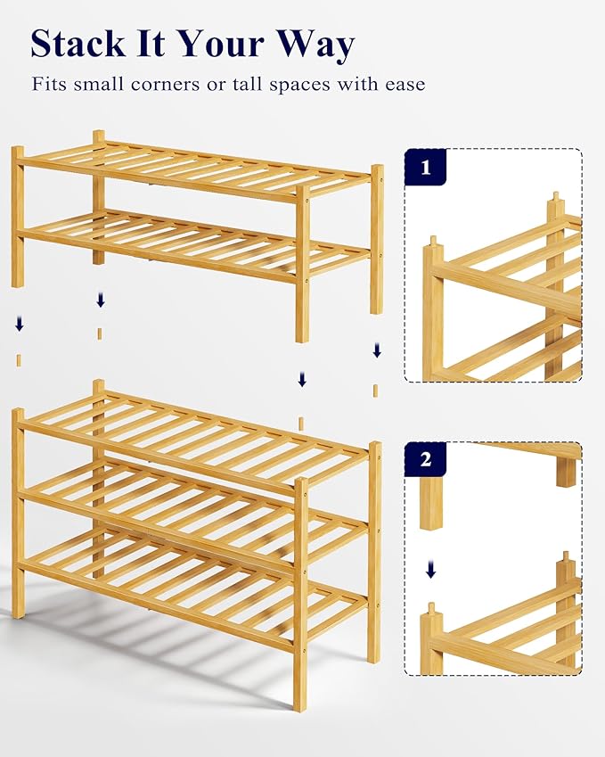 Kitsure Bamboo Wooden Shoe Rack