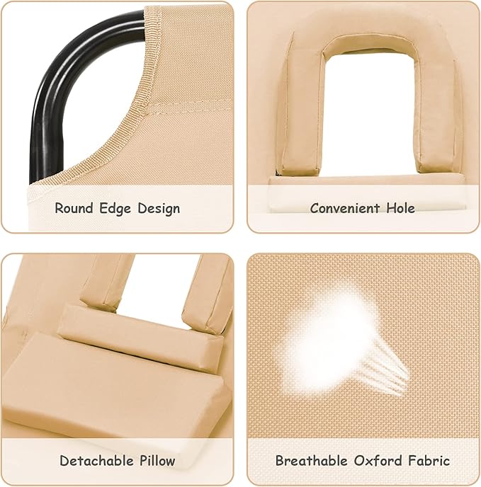 Folding Beach Lounge Chair w/ 5 Adjutable Backrest & Padded Pillow, Sunbathing