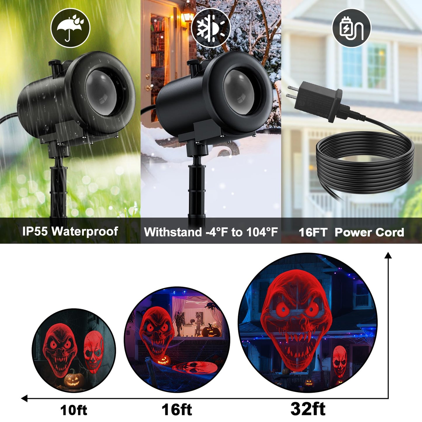 12 in 1 Nativity Scene Christmas Projector Lights Outdoor Indoor - 3D Dynamic Jesus/Santa Sleigh/Ghost/Spider/Bat Christmas Decorations,Waterproof Holiday Lights for Window Wall Party Holiday Decor