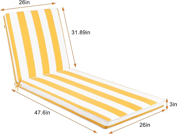 Only choice Chaise Lounge Cushions Outdoor, Fade & Water Resistant Patio Lounge