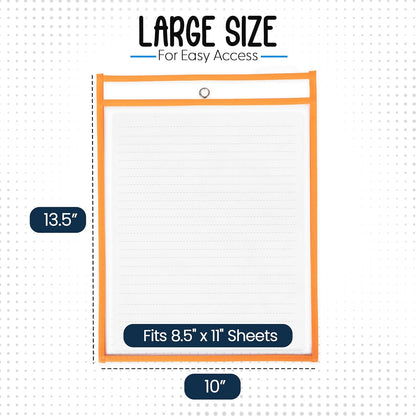 Essex Wares - 5 Pack, Assorted, Job Ticket Holders, 10" Wide x 13.5" Tall - Clear Plastic Shop Ticket Holders - Easy to Use, Reusable & Easy Erase Plastic Invoice Holders, Water-Resistant & Durable