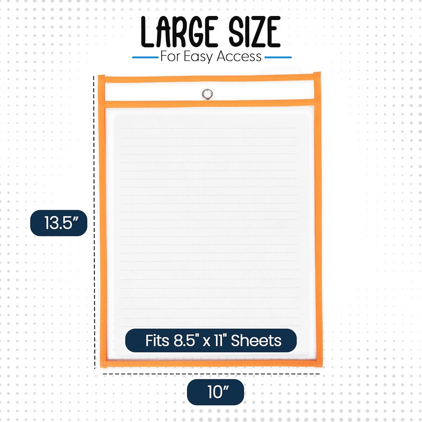 Essex Wares - 5 Pack, Orange, Job Ticket Holders, 10" Wide x 13.5" Tall - Clear Plastic Shop Ticket Holders - Easy to Use, Reusable & Easy Erase Plastic Invoice Holders, Water-Resistant & Durable