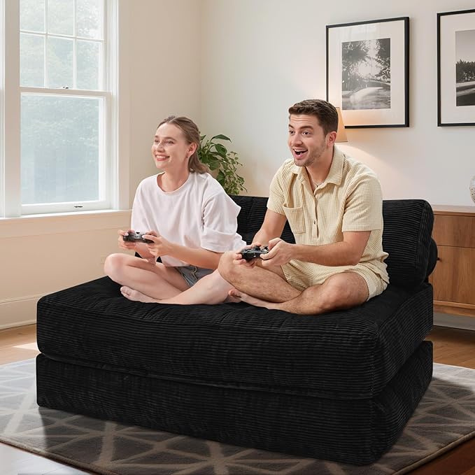 HABUTWAY Folding Sofa Bed, Foldable Floor Sofa Lounge w/Dual-Pillow & Handle