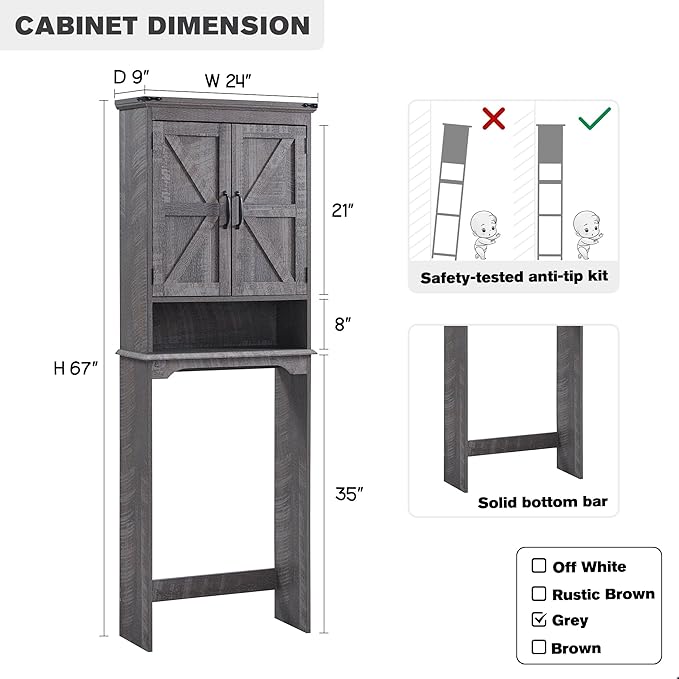ACCOHOHO Over The Toilet Storage Cabinet, Farmhouse Bathroom Cabinet