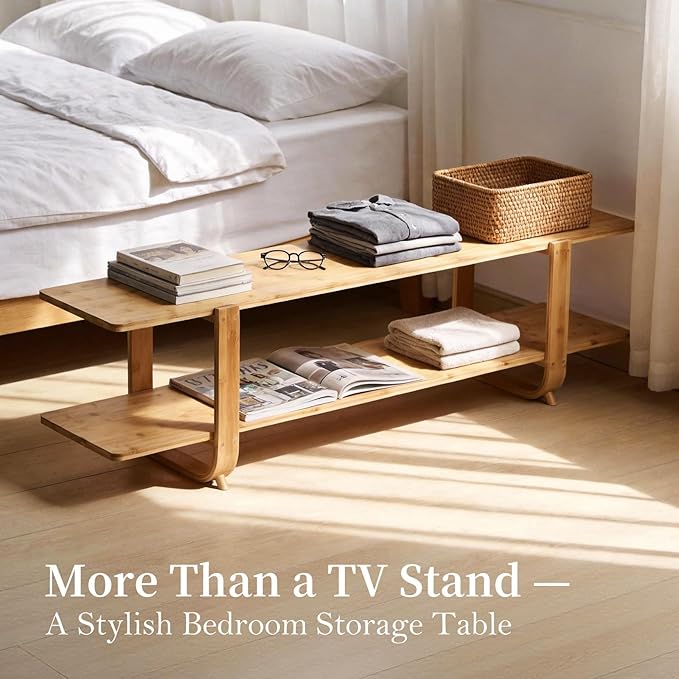 Tiita Bamboo TV Stand for 55 Inch TV, Entertainment Center