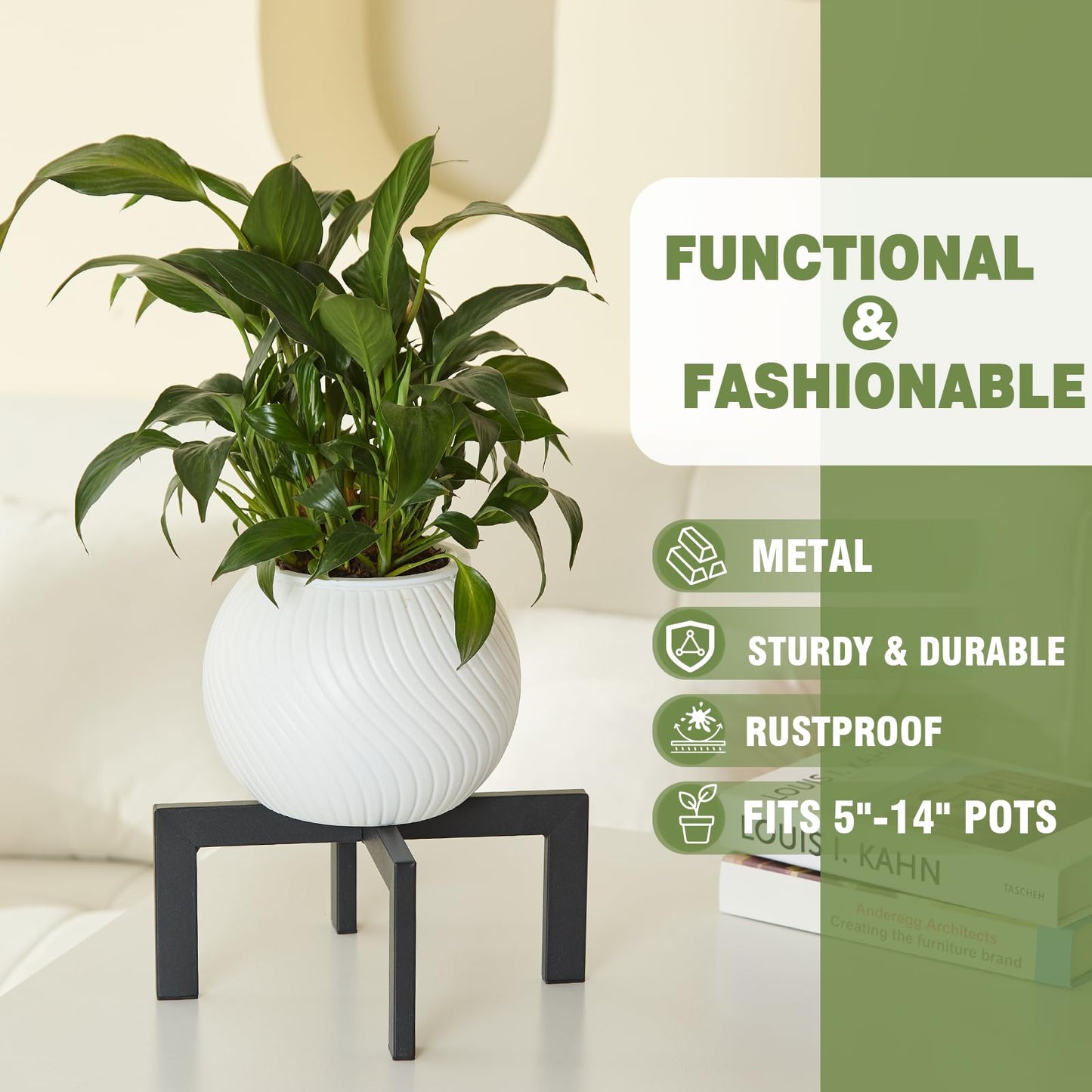 Phikrou Metal Plant Stands Indoor Outdoor, Heavy-Duty Short Black Plant Holder for 5-12 Inch Flower Pots - 1/2/3 Pack Low Stand for Balcony, Corner, Desk, Table Top (Plant Not Included)(3Pcs)