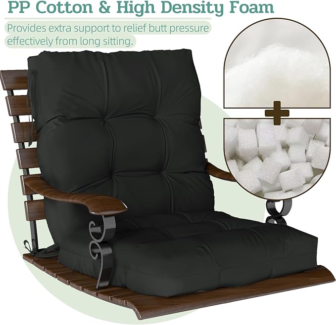 Outdoor Chair Cushions Set of 2, High Back Soft Seat Pad