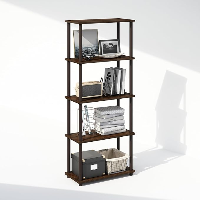 Furinno Turn-N-Tube Book Shelf, 5-Tier Bookshelf, Bookcase