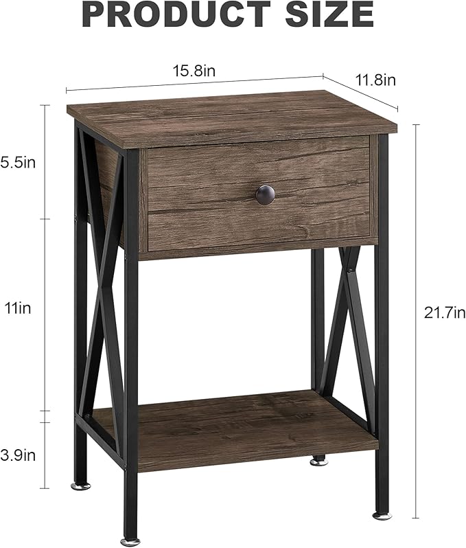 VECELO Nightstands Set of 2, Modern Bedside End Tables, Night Stands