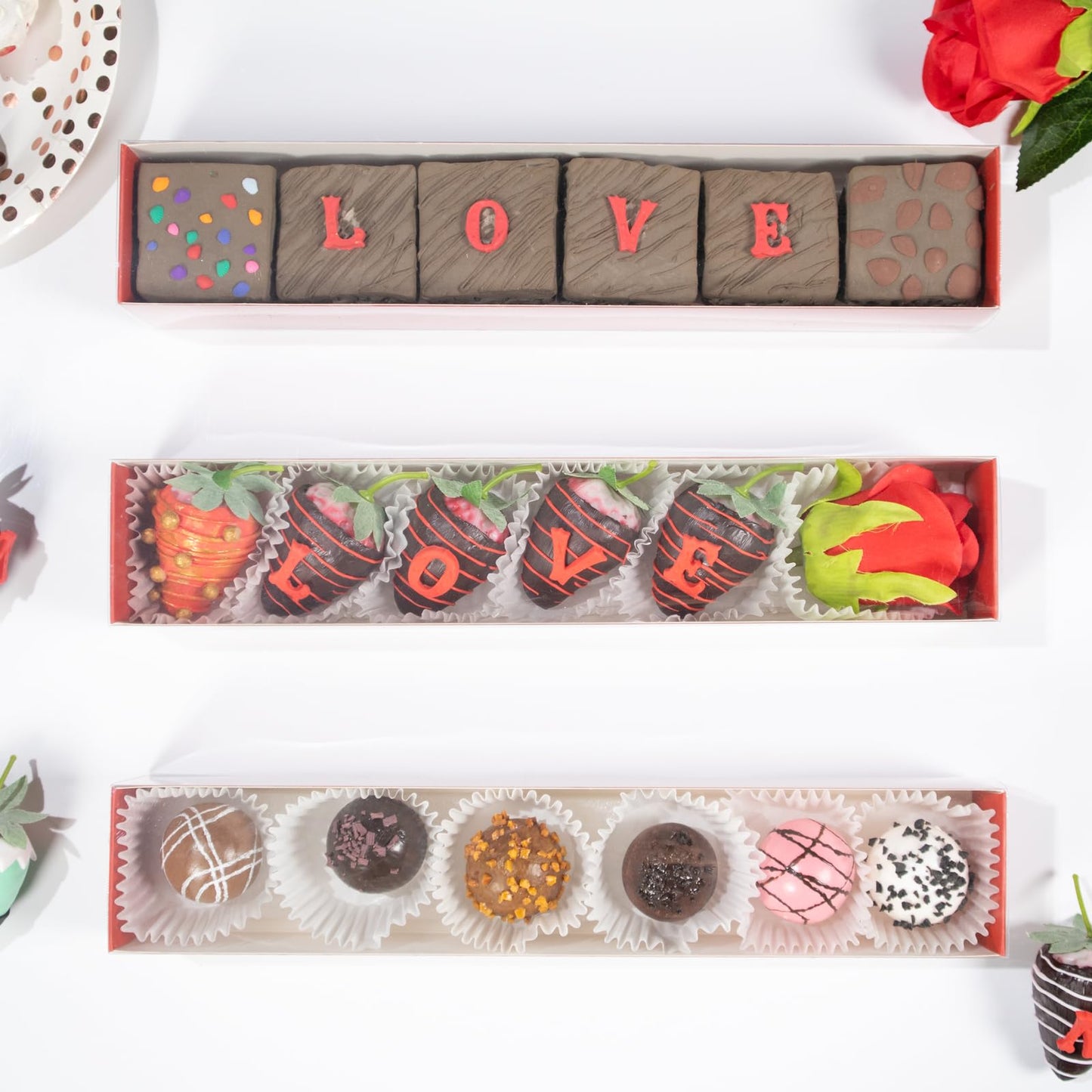 JCXGRVC 15Pack 12x2¼x2 Inches Chocolate Covered Strawberries Boxes for 6 Macaron boxes Chocolate Truffle Boxes Cookies boxes Bakery Boxes with Clear Window