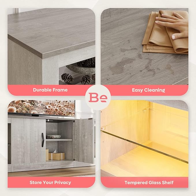 Bestier 70 Inch Led TV Stand for 75 Inch TV Large Entertainment Center Gaming