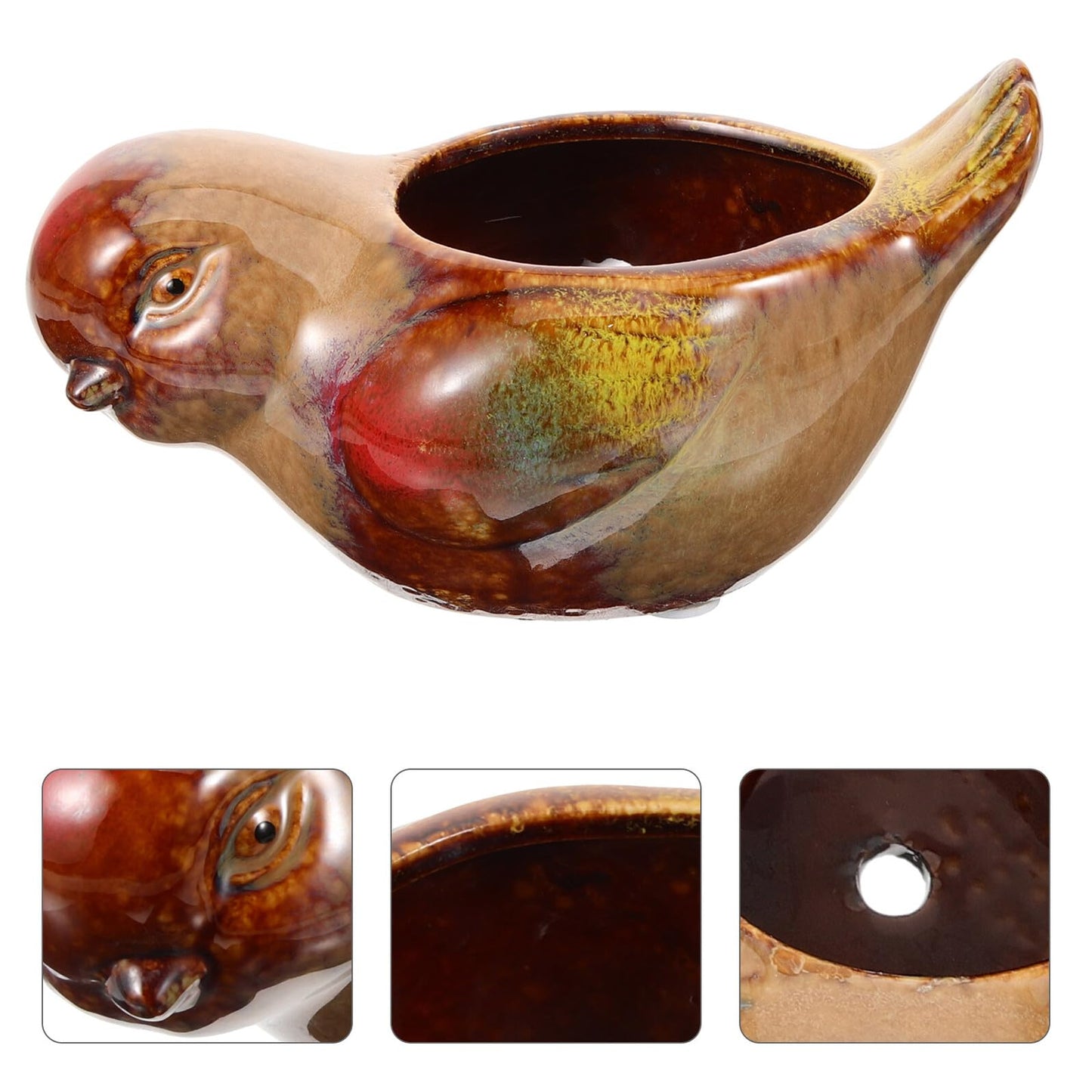 NULYLU Ceramic Bird Shaped Succulent Pot Small Planter for Indoor Balcony Plants Reactive Glaze Flower Pot for Outdoor Garden Decor