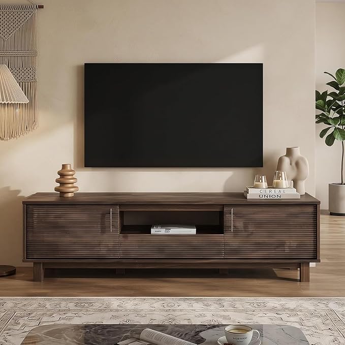 Marsail Mid Century Modern TV Stand up to 65 Inches, Fluted Entertainment Center