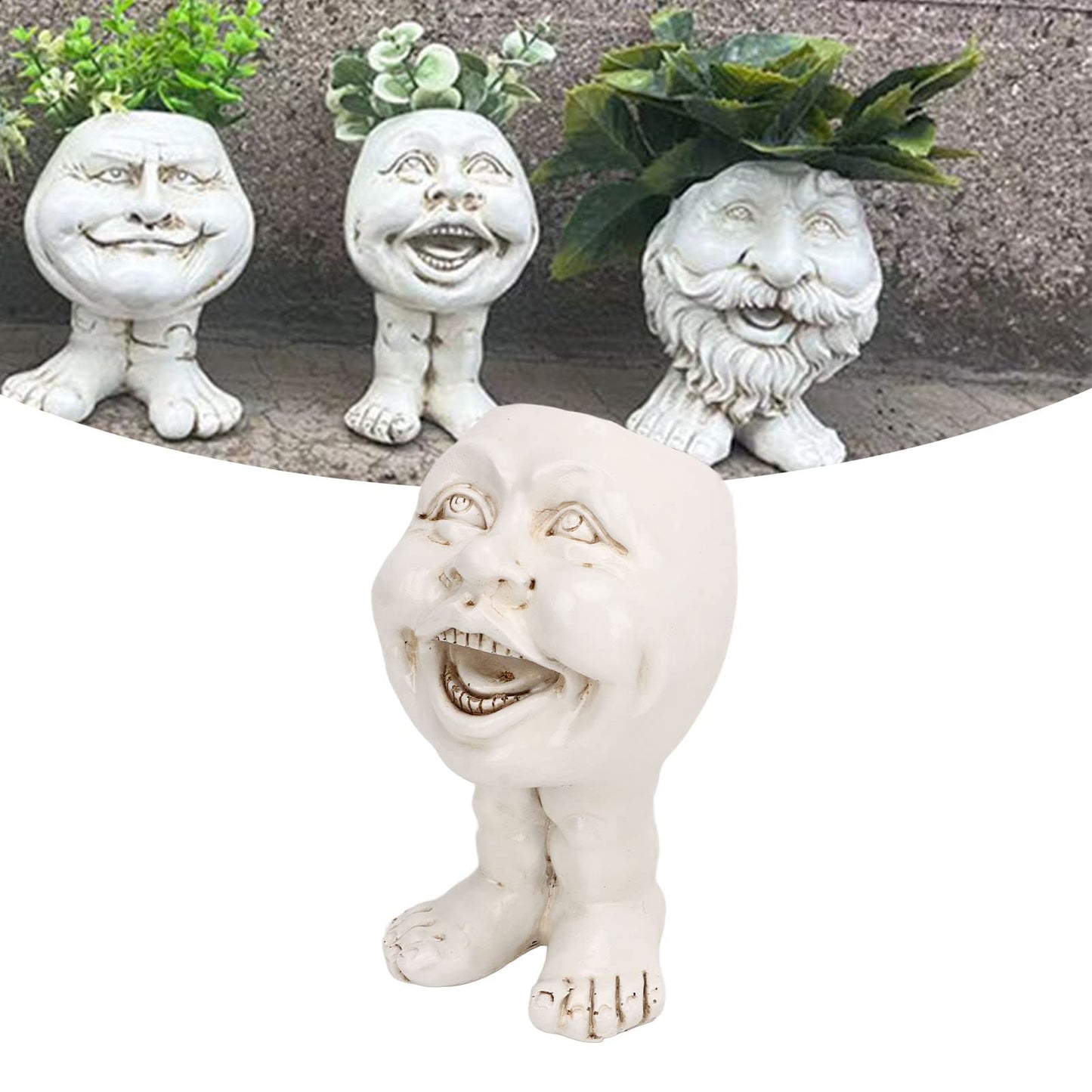 Face Flower Pot, Head Planter Pot, Funny Shape Face Planter Statue, Planter, Cute Resin Cactus Planter for Indoor Outdoor Plants Garden Decorations (Aunt Minnie 6)