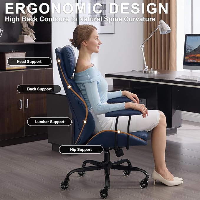 E-Motie Office Chair, Leather Desk Chair