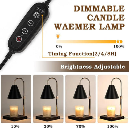 Candle Warmer Lamp with Timer Dimmer, Electric Candle Lamp Warmer for Bedroom Decor, Mothers Day Birthday Gifts for Women Mom, Height Adjustable Metal Candle Lamp, House Warming Gifts, Black