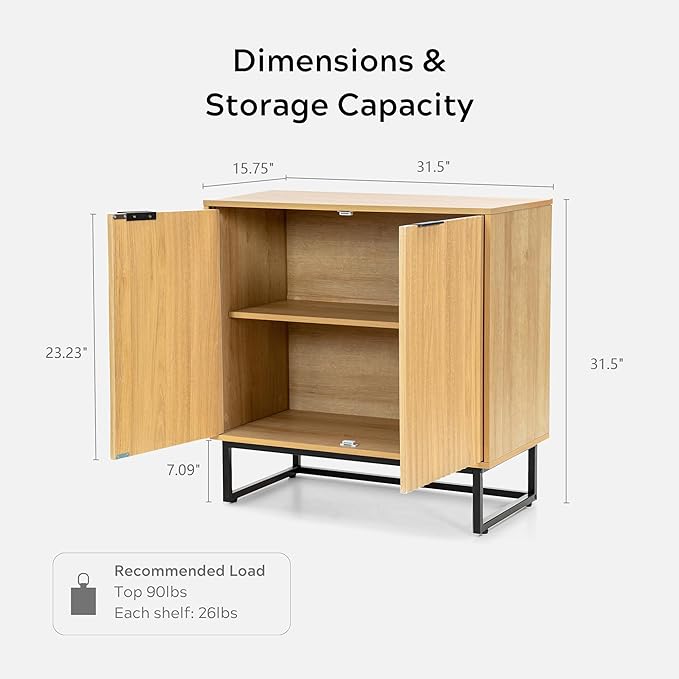 EYYTHUNG Fluted Storage Cabinet Sideboard Buffet Cabinet, Modern Accent Cabinets