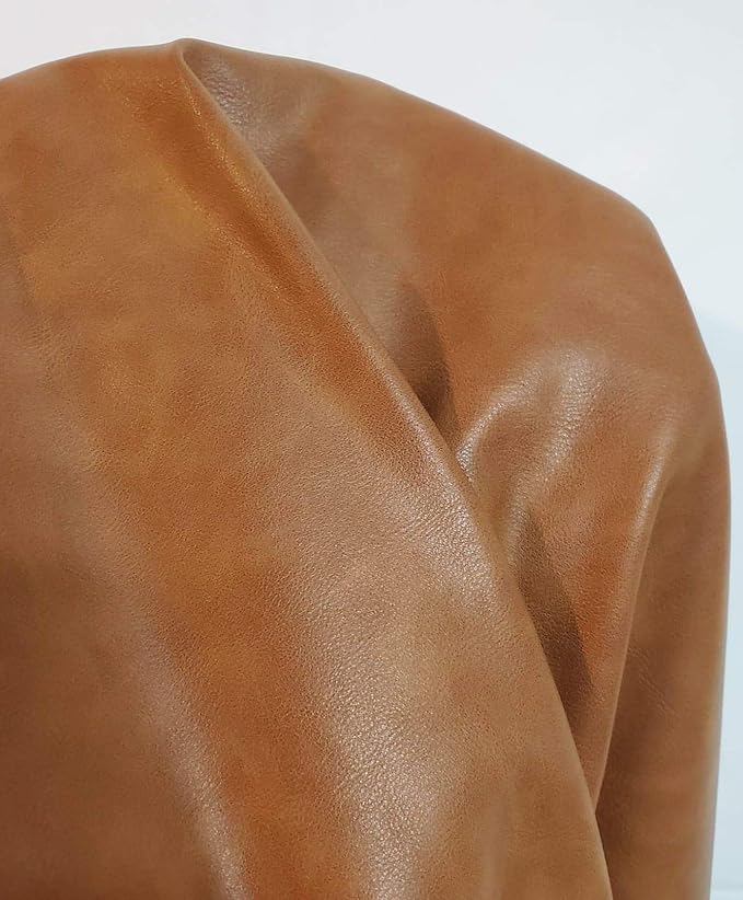NAT Leathers Tan Cognac Soft Faux Vegan Leather 1 Yard Cut by the Yard