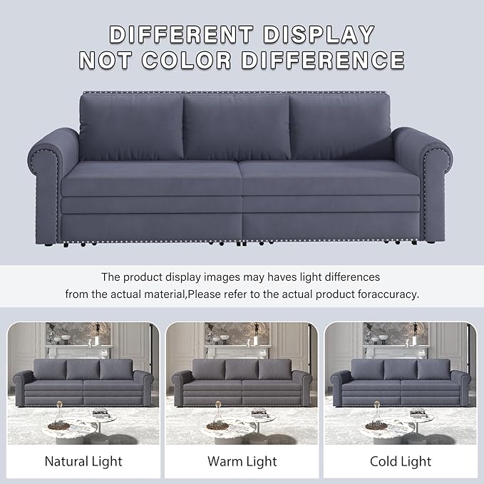 93.7" King Pull Out Sofa Bed, 3 in 1 Convertible Sleeper Sofa Couch 3-Seater