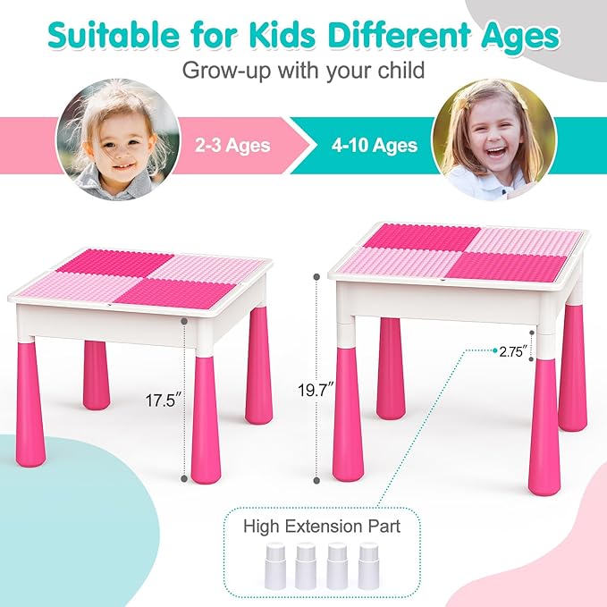 arscniek Toddlers Activity Table 7 in 1 Kids Activity Tables and Chairs Set
