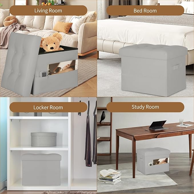 BelugaHelper Folding Storage Ottoman. Foot Rest Stool