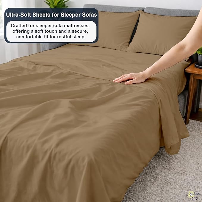 Cottington Lane Sleeper Sofa Sheets Queen Size, 4 Piece Premium Quality 100%