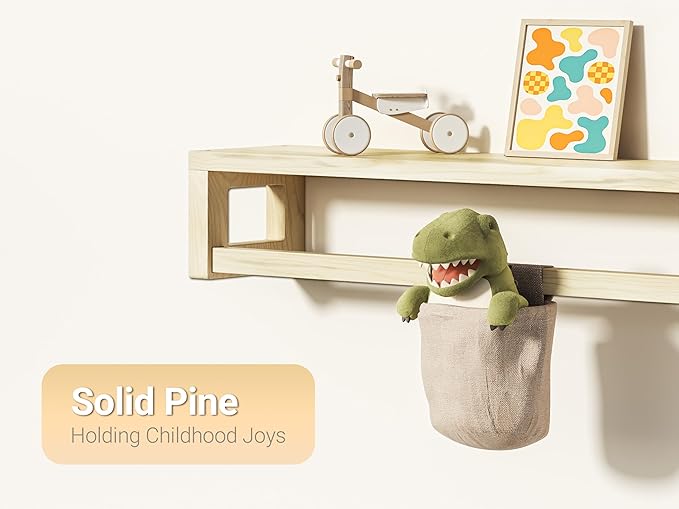 TidyCorner Upgraded Thick Floating Shelves, Solid Wood Bookshelf