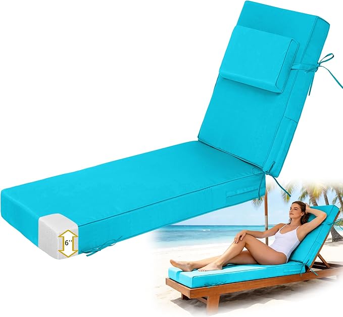 Chaise Lounge Cushions Outdoor 80x26x6 Inch, Fade Resistant 6'' Thicken Outdoor