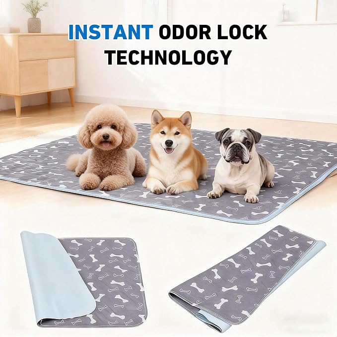 Puppy Pads with Pheromones,Washable Puppy Pee Pads for Dogs,Reusable Puppy Pads Washable for Dogs & Cats, Washable,Durable Leak-Proof & Anti-Slip Pet Training Pads for Home & Trave(Gray+White,S)