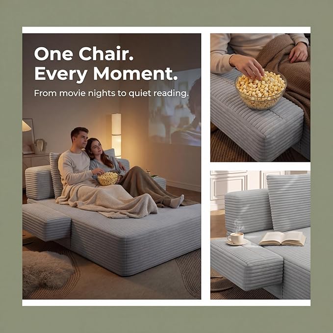 Oversized Boneless Chaise Sofa Bed, Corduroy Chaise Lounge Chair Indoor