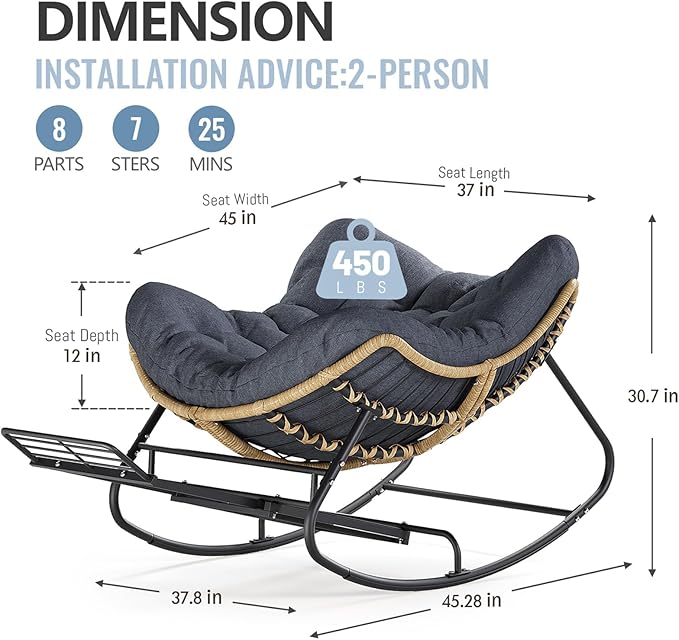 SWITTE Outdoor Papasan Rocking Chair