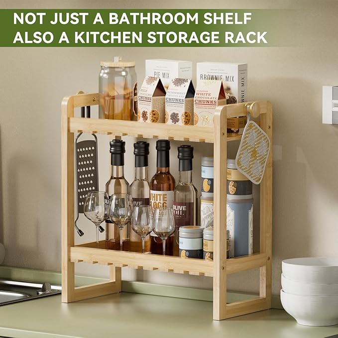 AmazerBath Bamboo Over The Toilet Storage Shelf