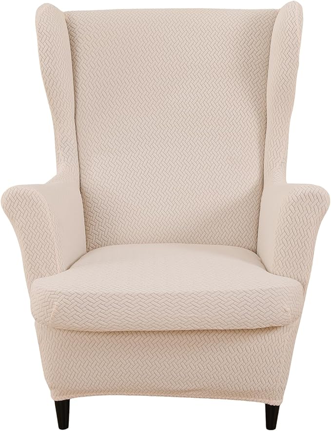 HAOYONG Jacquard Wingback Chair Cover Thickening Armchair Covers 2 Pieces